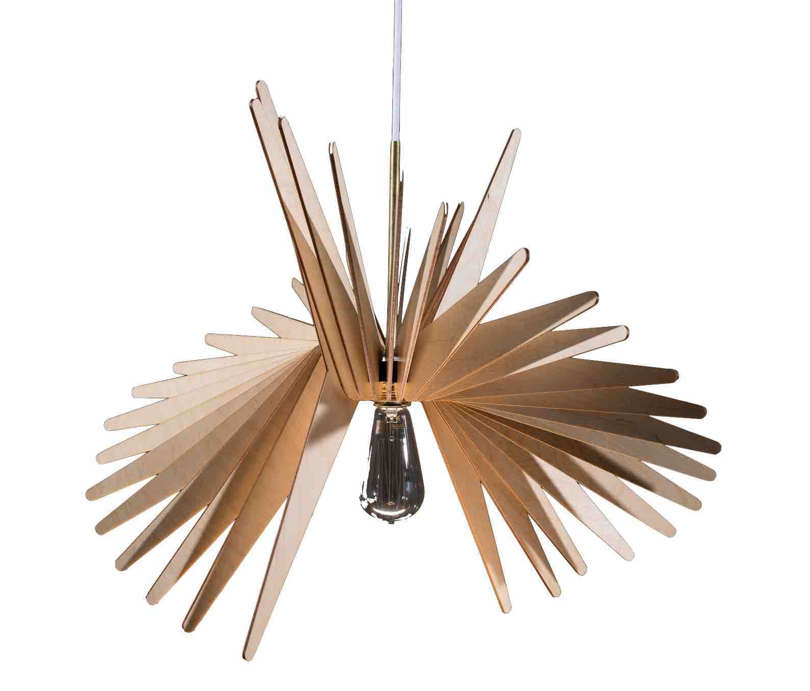 An artsy wooden pendant lamp that is much too expensive